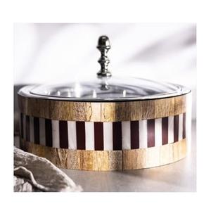 Olla caliente de diseño moderno para servir comida, olla caliente de madera y acero inoxidable de calidad de lujo con tapa, olla caliente de Indian Metal World - Product Image 3