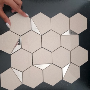 CustomTiles 73mm Hexágono Plata PVD CeramicFull Body Azulejos vitrificados Brillante para la construcción de elevaciones Paredes compuestas Villa - Product Image 1