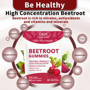Permen Kunyah Rasa Berry OEM Private Label Beetroot Grape Seed Gummies 60 Soft Chews - Product Image 4