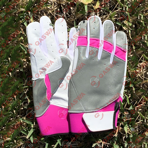 New Arrival Blue <b>White</b> & Yellow Color Combination Cowhide Leather <b>Long</b> Cuff Baseball Batting <b>Gloves</b> - Product Image 6