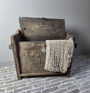 Old Weathered Wooden Himalayan Chest Handcrafted Rustic Reclaimed Timber Storage Trunk with Vintage Mountain Style Design - Product Image 3