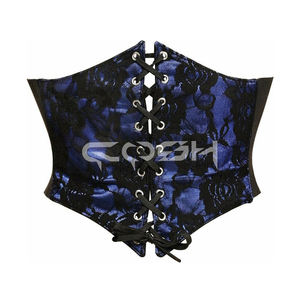 Cinturón de Corsé de Moda con Encaje Floral Negro y Satén Verde Esmeralda - Product Image 5