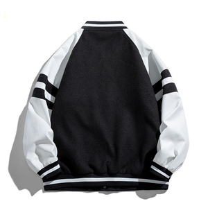 Blouson de baseball varsity personnalisable pour homme, style urbain, en polaire, col montant, logo brodé, coupe-vent et imperméable - Product Image 4