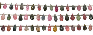 Multi Tourmaline Faceted <b>Drop</b> Shape Bead Strand 6–8mm Natural Multi Color Gemstone Beads for Jewelry Making - Product Image 2