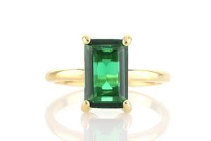 Anillo de Boda de Plata de Ley 925 con Diseño Solitario, Esmeralda Verde, Diamante Moissanita, Chapado en Oro, para Mujer - Product Image 3