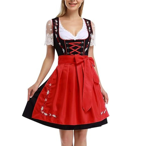 Vente en gros Oktoberfest bavarois Costume adulte bière allemande Wench Dirndl robe avec tablier haut composant pour Festival Cosplay - Product Image 1