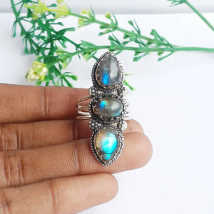 Anillo de Plata de Ley 925, Estilo Boho, con Piedra Preciosa de Labradorita Azul Fuego Natural de Alta Calidad, a Precio de Mayoreo - Product Image 6