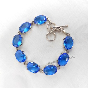 Pulsera de eslabones y cadena ajustable de cristal de tanzanita chapada en plata para mujer al por mayor para fiestas - Product Image 4