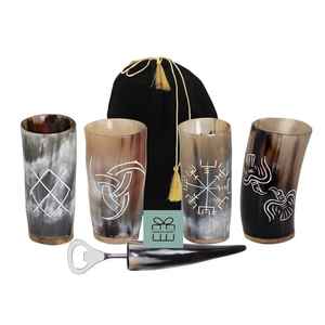 Chope à bière Viking de qualité supérieure fabriquée à la main corne à boire en corne de buffle meilleure qualité pour une utilisation alimentaire sûre sculptée par l'artisanat en croissant - Product Image 1