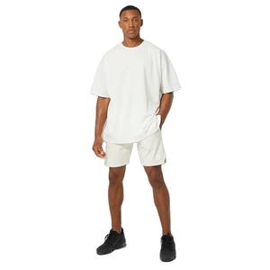 Ensembles de t-shirts et shorts en coton 100% avec logo personnalisé pour hommes, survêtement uni surdimensionné de coupe large, streetwear d'été respirant à la mode - Product Image 3
