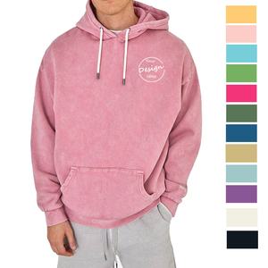 เสื้อฮู้ดดี้ผ้าฝ้ายเฟรนช์เทอร์รี่เนื้อหนัก ปักลาย ทรงโอเวอร์ไซส์ ไหล่ตก สไตล์สตรีทแวร์ 500GSM ล้างสีแบบแอซิดวอช สำหรับผู้ชาย - Product Image 1