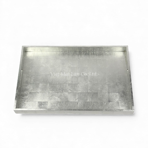 Plateau en laque fait main avec motif en feuille d'argent pour le service et la décoration de table en provenance du Vietnam - Product Image 2