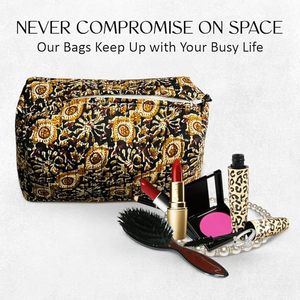 Set 3 Multipurpose Pouches Zipper Pure Cotton Cosmetic <b>Bags</b> Cases Black Travel Essentials Stationery Makeup <b>Waterproof</b> Durable - Product Image 3