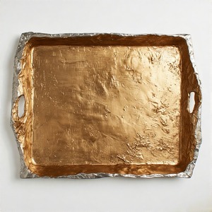 Bandeja de aluminio moderna Twilight Ember, manijas escultóricas de forma angular de lujo, acabado mate, forma pesada para interiores Premium - Product Image 3