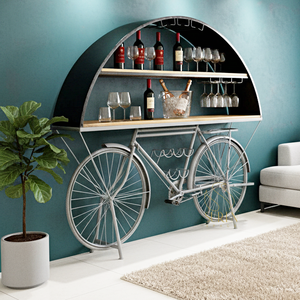 Unidad de exhibición de almacenamiento de Metal hecha a mano de diseñador indio de estilo antiguo para hoteles y resorts para sala de estar estilo bicicleta metalistería - Product Image 1