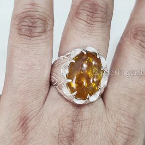 Anillo para hombre al por mayor, anillo de piedra preciosa de ámbar Báltico Natural, anillo de todos los tamaños, joyería de Navidad árabe, anillo de Plata de Ley 925 - Product Image 4