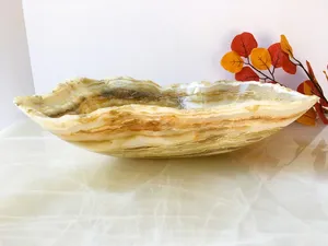 Bol unique en pierre d'onyx blanc, bol en pierre naturelle blanche, bol en onyx belle pièce maîtresse en onyx - Product Image 3