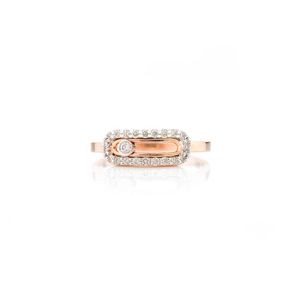 Produit le plus vendu de 100% authentique bague minimaliste en diamant taille ronde Uno Pave en or rose massif 14 carats - Product Image 1