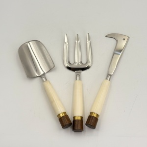 Produits très demandés : Mini-outils de jardin portatifs avec manche en bois et résine – Pelle, râteau et fourche métalliques - Product Image 2