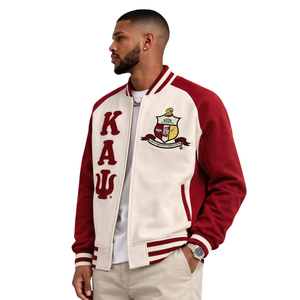 Kappa Alpha Psi Kream-Varsity <b>Fleece</b> <b>Jacket</b> Greek Crest Premium Fraternity Zip Front Outerwear - Product Image 3