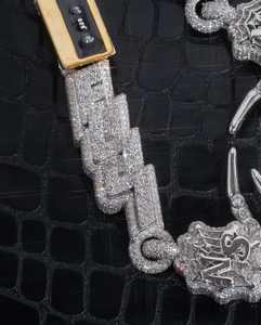 Pendentifs de charme en or rose, argent massif, sur mesure, avec moissanite VVS, sertis à la main, design unique, style hip-hop, pour mariages - Product Image 5