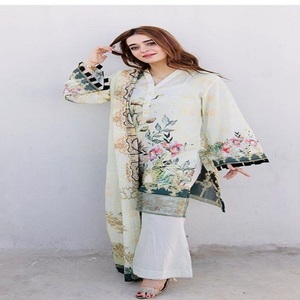 Salwar Kameez en lin imprimé floral dessiné à la main pour femme, coupe ample, tenue ethnique traditionnelle décontractée, longueur ras du sol, style indien pakistanais - Product Image 2