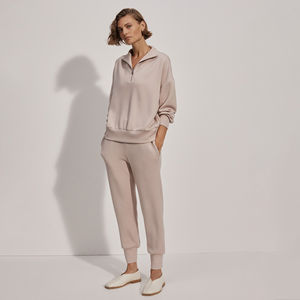 Haut à manches longues à demi-fermeture éclair et sweat à capuche respirant avec cordon de serrage pour adultes avec techniques appliquées et teintes unies pour femmes - Product Image 5