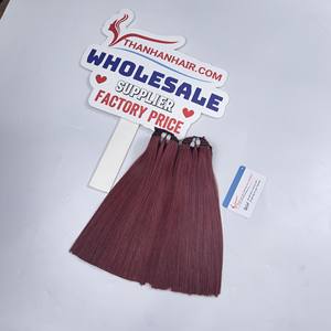 Top vietnamita cabello crudo cabello humano sedoso recto Color rojo completo paquetes de cabello humano virgen Remy vino tinto humano precio al por mayor - Product Image 5