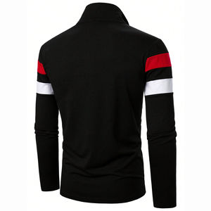 2025 superventas al por mayor bajo MOQ hombres Casual contraste rayas Patchwork manga larga media cremallera sudadera servicio OEM - Product Image 3