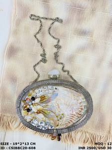 Artisan Crafted Brass Evening <b>Clutches</b> Luxurious Elephant Showcased with Exquisite Crystal Stones & <b>Pearl</b> Accents - Product Image 4