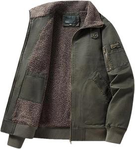 Chaqueta de lana gruesa con múltiples bolsillos y manga de invierno para hombre, chaqueta Bomber larga informal, abrigos de viaje al aire libre con solapa, abrigos cálidos de algodón para hombre - Product Image 1