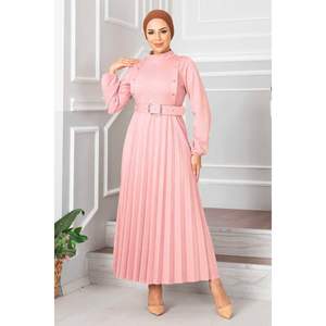 Aynur ชุดเดรสเจียมเนื้อเจียมตัวฮิญาบจีบสีผง - Product Image 1