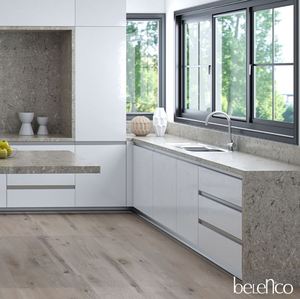 Encimera de cocina de cuarzo pulido Terre Grey Carrara de 2 cm y 3 cm para uso comercial en construcción a granel - Product Image 2