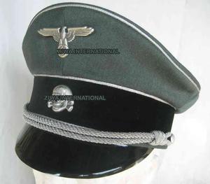 Gorra de Visera Verde SS de la Segunda Guerra Mundial Alemana, Edición Limitada, Fabricada en Fábrica, con Correa de Cuero e Insignia de Metal - Product Image 4