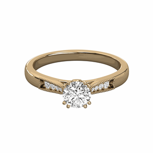 Bague solitaire de créateur en diamant rond - Product Image 1