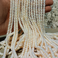 Perles Rondelle de perles d'eau douce à lustre élevé Perles de perles d'eau douce naturelles pour la fabrication de bijoux Perles de perles en vrac de 5mm Prix de gros