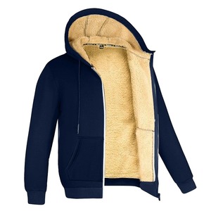 Felpe invernali con cerniera in lana d'agnello giacche calde felpe a maniche lunghe Casual sport in pile cappotti neri con cappuccio cappotto da uomo - Product Image 2