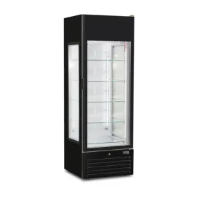 Вертикальный стеклянный морозильник с 3 витринами, Сделано в Италии, топовый дизайн, Гламурная башня, черный 44 л, брутто для мороженого
