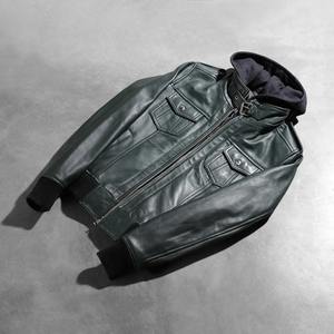 Veste bomber en cuir PU vert vintage de haute qualité en gros pour femmes avec fermeture éclair facile à porter - Product Image 6