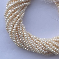 Perles d'eau douce naturelles crème blanches de 5 mm, 6 mm, 7 mm, qualité AAA, certifiées IGI, en forme de bouton, enfilées, vente en gros, usine de pierres précieuses