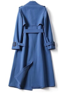 Manteau long d'hiver en mélange de laine coupe ample, style trench-coat chaud croisé, couleur unie, parka avec ceinture en polaire, idéal pour le travail formel - Product Image 4