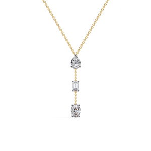 Trio personnalisé Collier goutte d'eau Élégant Brilliant Cut Lab Créé Diamants 14K Or Massif Certifié IGI pour Anniversaire de Fiançailles - Product Image 1