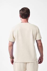 2025 verano hombres SetJacquard color sólido Camiseta de manga corta casual hombres cuello redondo Camiseta - Product Image 2