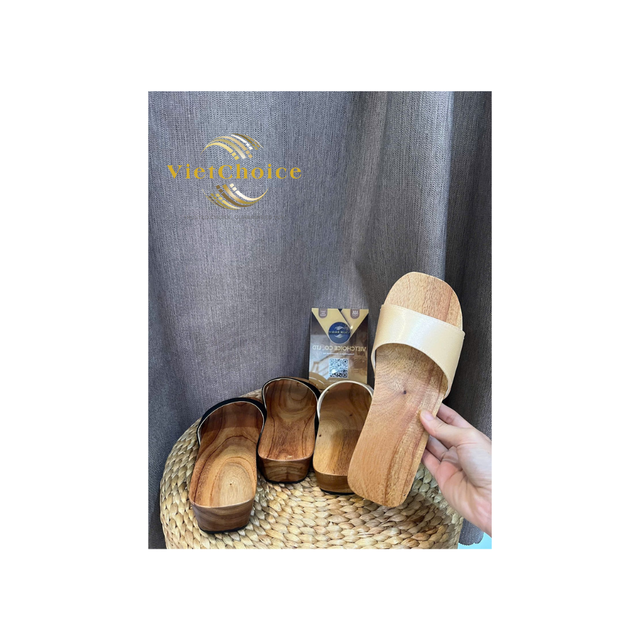 Vietchoice Traditional Vietnamese Women's Wooden Clog Sandal Silk Upper Customized Design Flower Decorated Disposable Outdoor