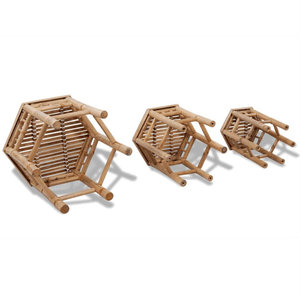 Juego de 3 taburetes de bambú para patio, muebles ecológicos para entretenimiento al aire libre - Product Image 2
