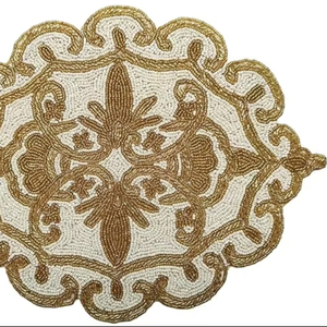 Best Theme Design Glass Beads <b>Placemat</b> Best for Parties and Other Functions Tableware Decorative Design Rounded <b>Placemat</b> Design - Product Image 1