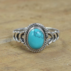 Elegante bohemio azul turquesa 925 anillo de plata esterlina diciembre piedra natal joyería de piedras preciosas naturales genuinas para fiestas - Product Image 1