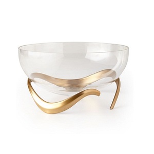 Trending Design Brass <b>Gold</b> <b>Color</b> Decorative Glass Bowl With Greatest Quality Large Size Brass <b>Food</b> Bowl - Product Image 2
