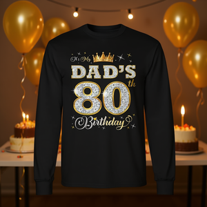 Maglietta a maniche lunghe per il 80° compleanno di papà, regalo promozionale per il padre di 80 anni - Product Image 3