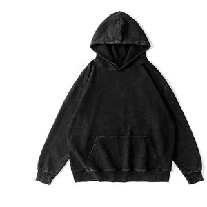 Pull à capuche surdimensionné lavé à l'acide de haute qualité pour hommes conception personnalisée unie vierge OEM ODM - Product Image 2